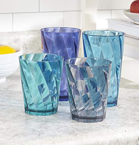 US Acrylic Optix 16-piece Plastic Tumblers | 8 each: 14-ounce and 20-ounce in 4 Coastal Colors