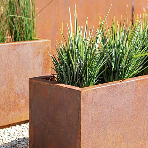 Corten Steel Long Box Planter - Metallic Series 13" H x 11" W x 25" L