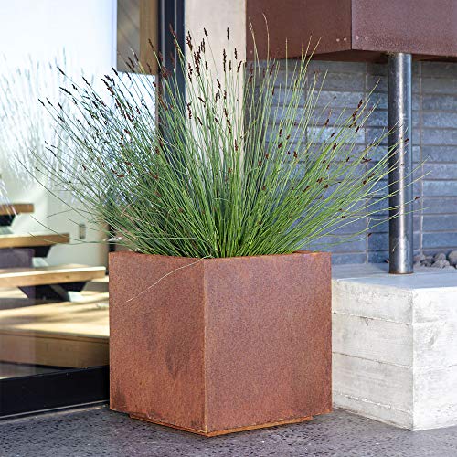 Corten Steel Cube Planter - Metallic Series 18" H x 17" W x 17" L