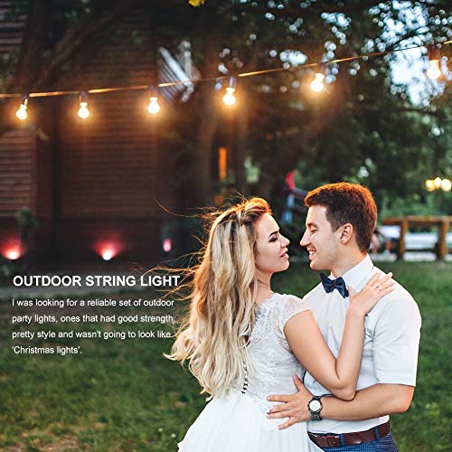 96FT (2x48FT) Commercial Grade Outdoor String Lights with 32 Edison Bulbs and 30 Sockets for Garden - UL Listed