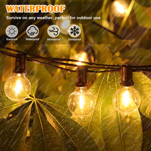 100ft Outdoor G40 LED Globe String Lights Dimmable Waterproof Shatterproof Light Strings with 52 Connectable Bulbs