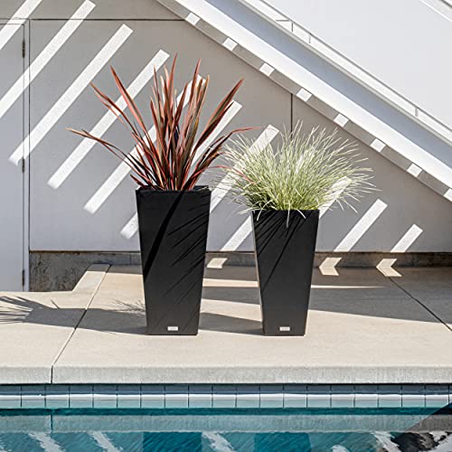 Taper Tall Outdoor Planter - V-Resin 2-Pack, 30" H x 15.25" W x 15.25" L