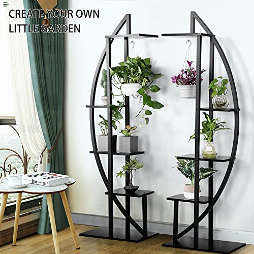 5 Tier Metal Plant Stand Rack -Set of 2 Indoor/Outdoor Plant Shelf