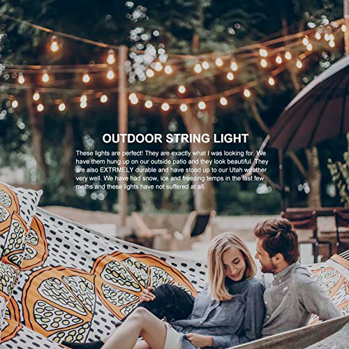 LED Outdoor String Lights 48FT with 2W Dimmable Edison Shatterproof Bulbs