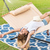 Lazy Daze 12 FT Double Quilted Fabric Hammock with Spreader Bars and Detachable Pillow, 2 Person Hammock for Outdoor Patio Backyard Poolside, 450 LBS Weight Capacity, Dark Cream