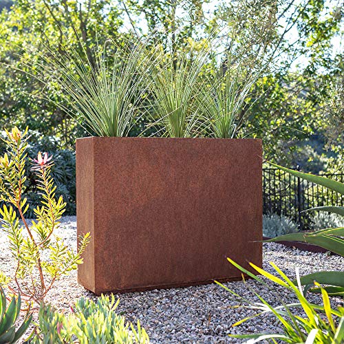 Corten Steel Span Planter - Metallic Series 30" H x 10" W x 38" L