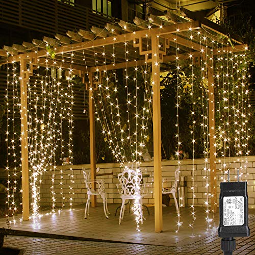 Curtain Fairy Lights Indoor/Outdoor - 306 LEDs, 10x10ft, 18 Strings - Perfect for Patios, Weddings, Bedrooms & More